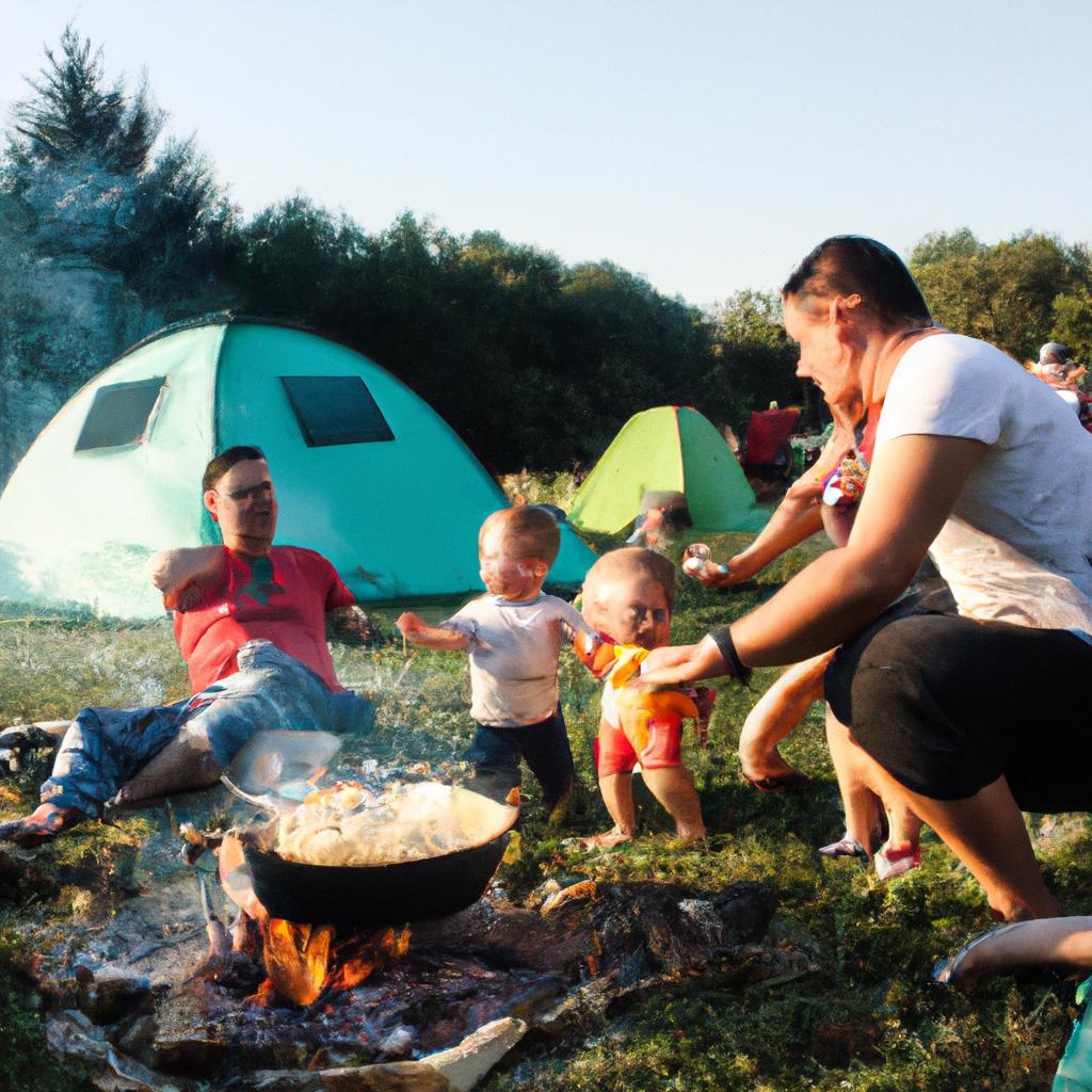 Family camping trip with children