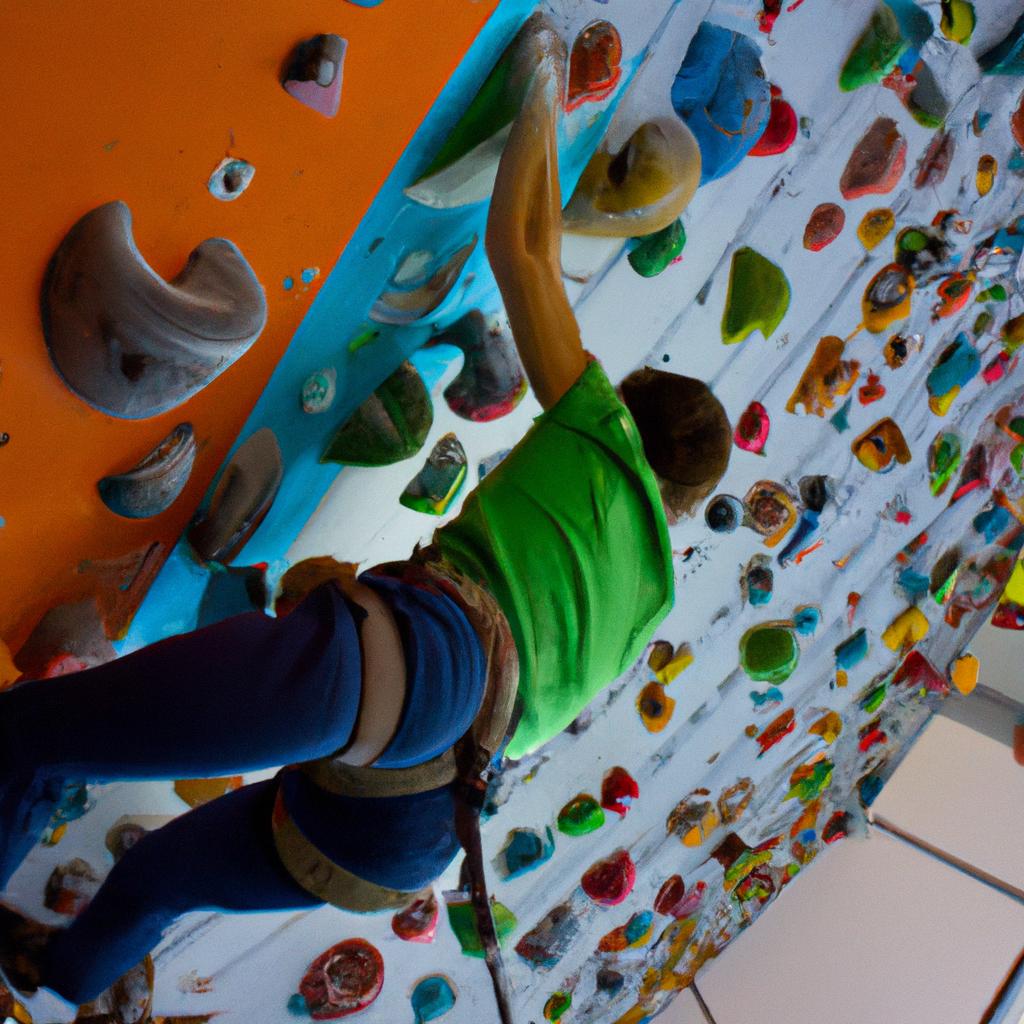 Person climbing indoor rock wall